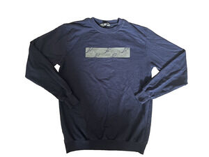 Men's Details Size Medium Dark Navy Blue "Overact" Graphic Print Long Sleeve